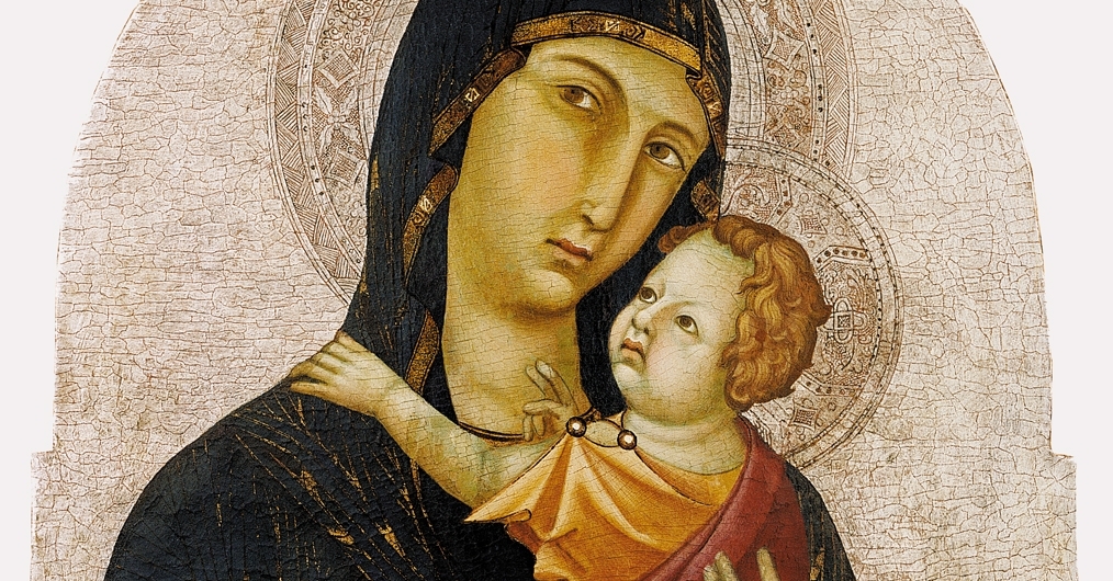 obraz z czternastego wieku, przedstawiający Matkę Boską z Dzieciątkiem