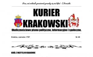 strona z gazety konkursowej, teksty, grafika z dawnym widokiem Wawelu