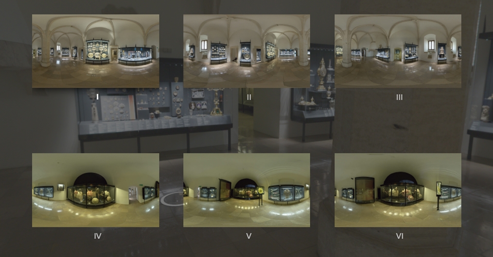 zrzut ekranowy wirtualnego zwiedzania; sześć sal ekspozycji Skarbca