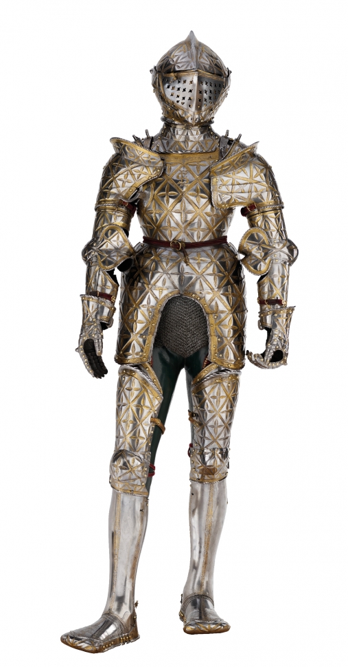 Childhood Armor of King Sigismund II Augustus; Innsbruck, Jörg Seusenhofer, 1533; forged and embossed steel, etched and gilded engravings; height: 156.8 cm