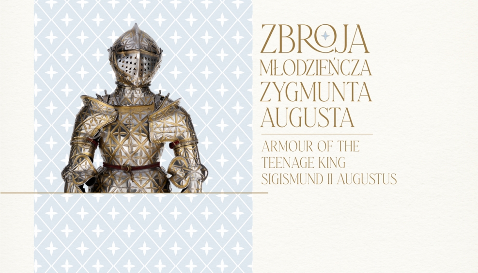 infografika: fragment zabytkowej zbroi, obok napis: Zbroja młodzieńcza Zygmunta Augusta