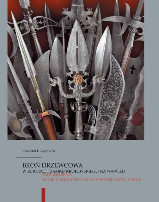 okładka książki, zdjęcie przedstawia kilka obiektów - broni drzewcowej, widoczne ornamenty na ostrzach