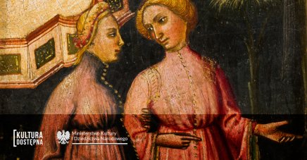 portret dwóch kobiet, osoba z prawej pokazuje gestem dłoni kierunek w prawo