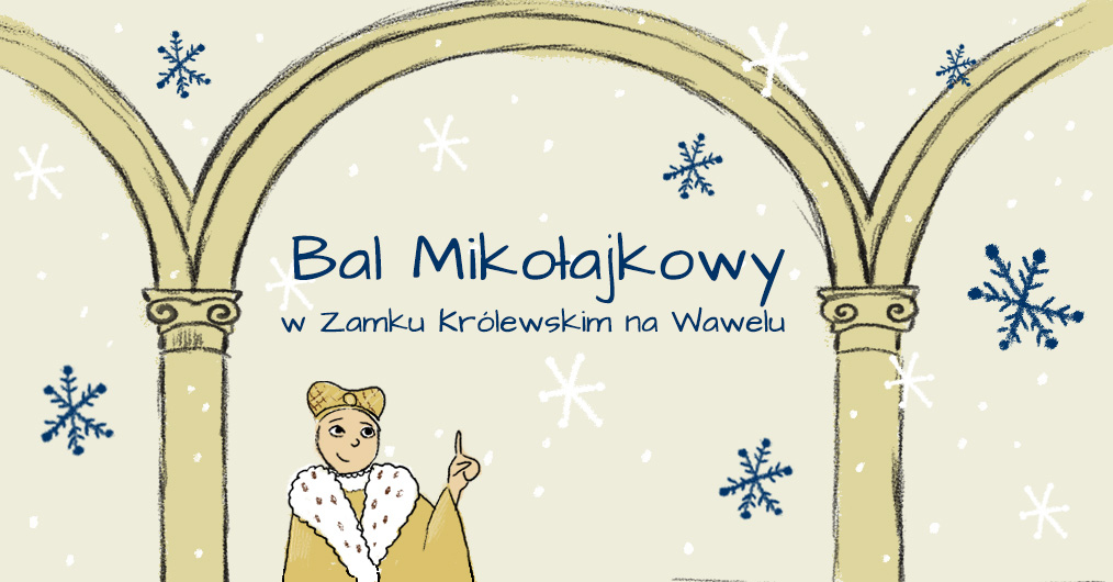 grafika przedstawiająca postać na tle dziedzińca arkadowego