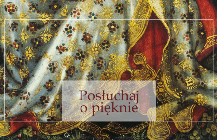 fragment szaty zdobionej złotymi ornamentami i kwiatami