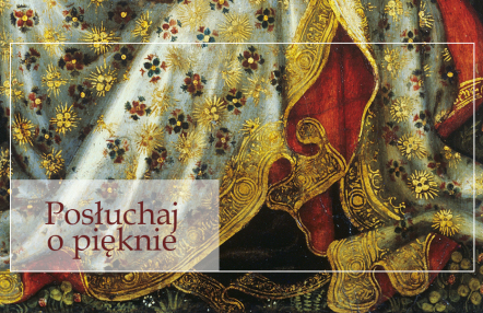 Dujam Vušković (?), "Madonna dell'Umilta" (fragment), Włochy, Split, 2. ćwierć w. XV, drewno topolowe, tempera, złocenie, 45x57 cm, nr inw. 7957 fragment szaty zdobionej złotymi ornamentami i kwiatami