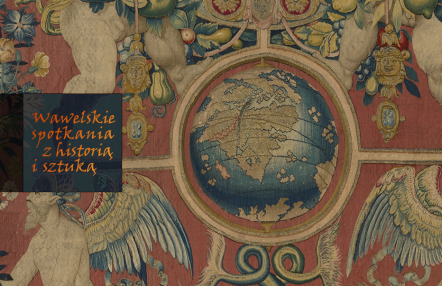 fragment arrasu, na środku globus, po bokach elementy roślinne