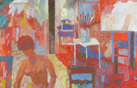 fragment pomarańczowo-czrnej tkaniny z sizalu