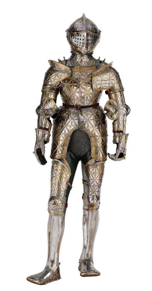 Childhood Armor of King Sigismund II Augustus; Innsbruck, Jörg Seusenhofer, 1533; forged and embossed steel, etched and gilded engravings; height: 156.8 cm