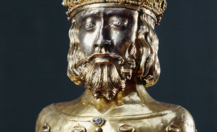Reliquary Bust - gilt silver, rubies, sapphires, almandine, pearls
