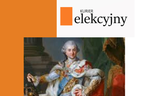 strona z gazety konkursowej, teksty, grafika przedstawiająca portret króla Stanisława Augusta Poniatowskiego