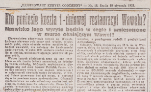 wycinki z dawnych gazet, z artykułamio akcji cegiełkowej